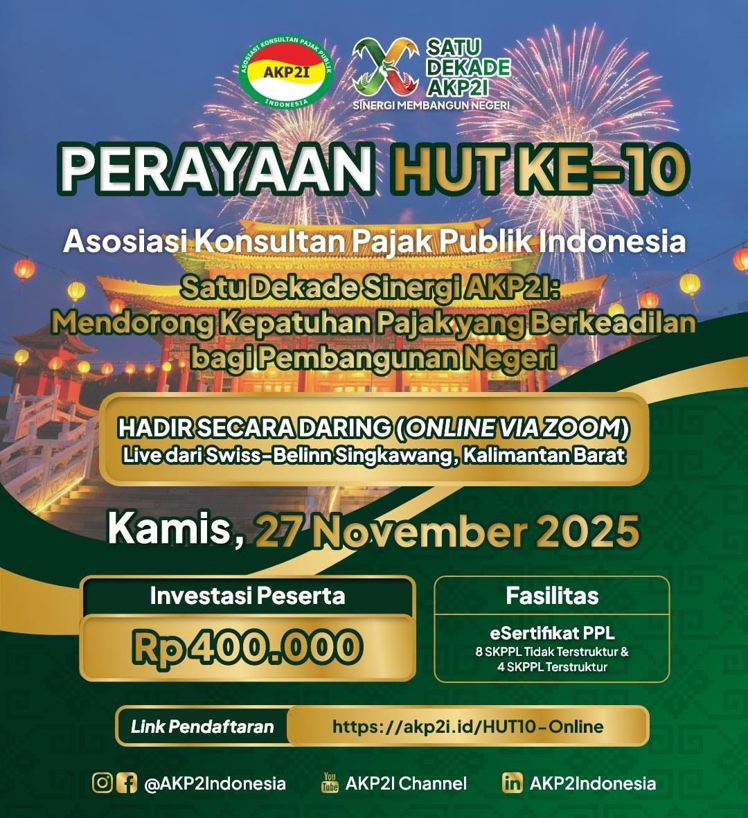 Perayaan HUT AKP2I Ke-10 (Online)